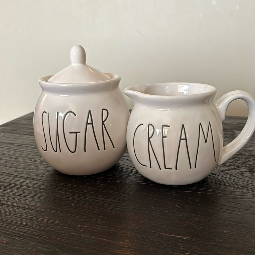 NEW Rae Dunn Sugar Bowl & Creamer Cream Set